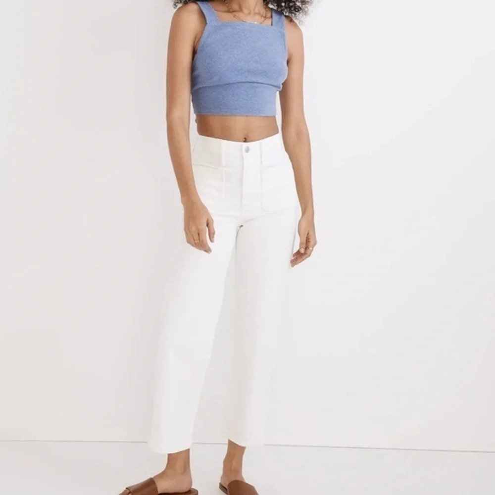 Madewell Perfect Vintage Wide Leg Jean Tile White Patch Pocket